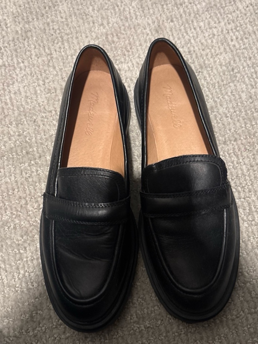 Madewell Black Leather Penny Loafers